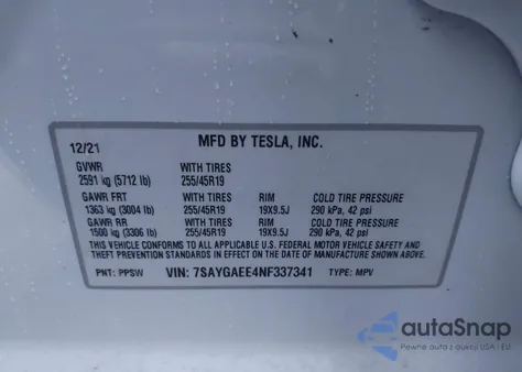 2022 Tesla Model Y Long Range Dual Motor All-Wheel Drive из США, поврежденный, VIN 7SAYGAEE4NF337341